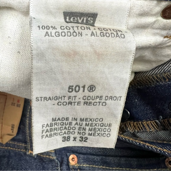 Levi’s Mens Dark Wash 501 Relaxed Denim Jeans Cotton Size 38x32 - Picture 9 of 12